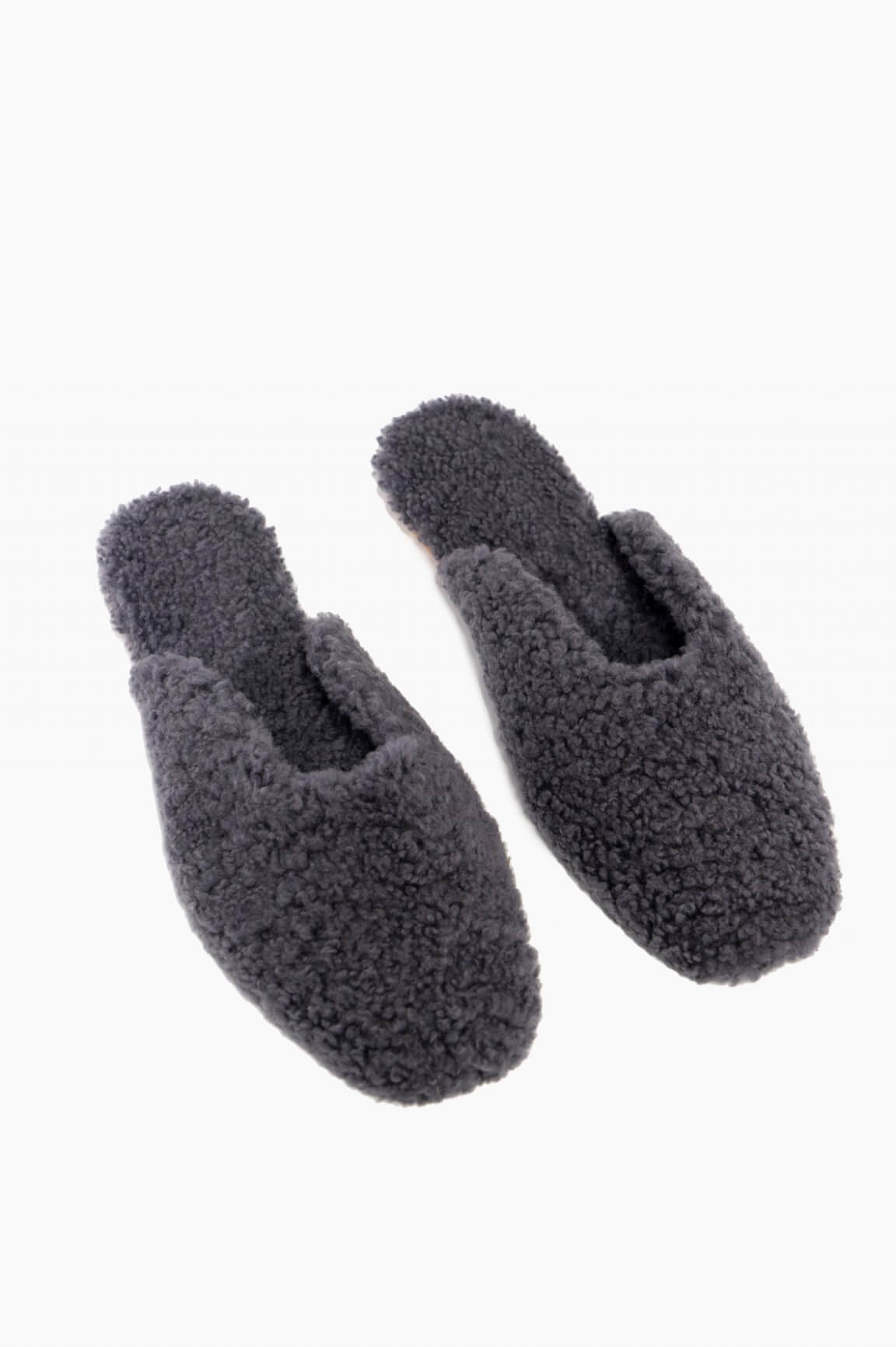 grey shearling slippers