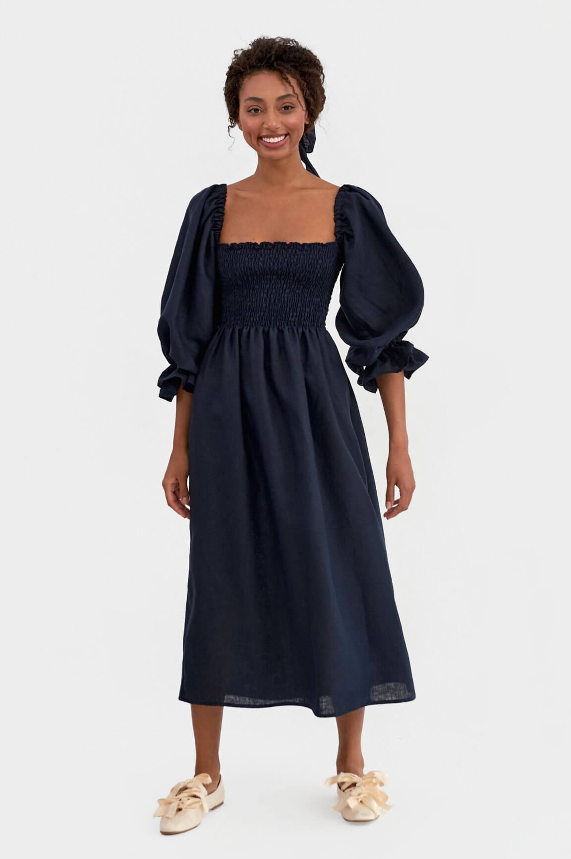 Sleeper Atlanta dress | Navy linen 