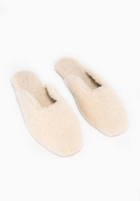 Cream Shearling Slippers