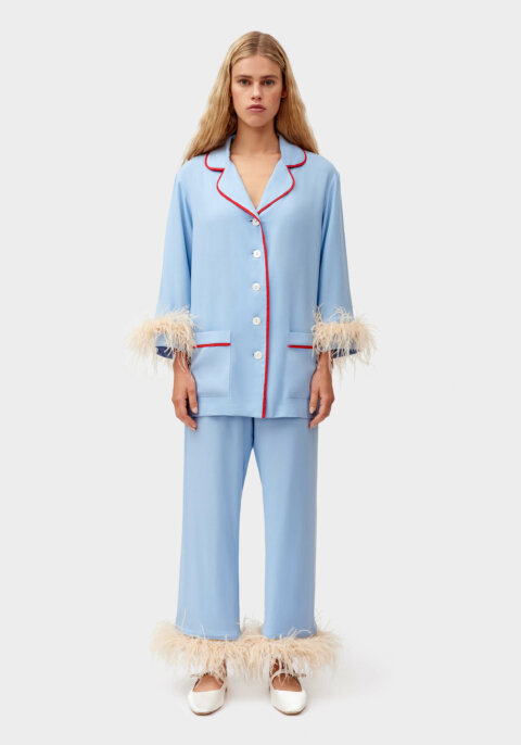 Party Pajama Set with Detachable Feathers in Blue