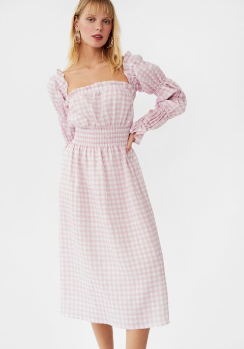Michelin Linen Dress in Pink Vichy