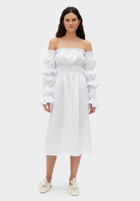 Michelin Linen Dress in White