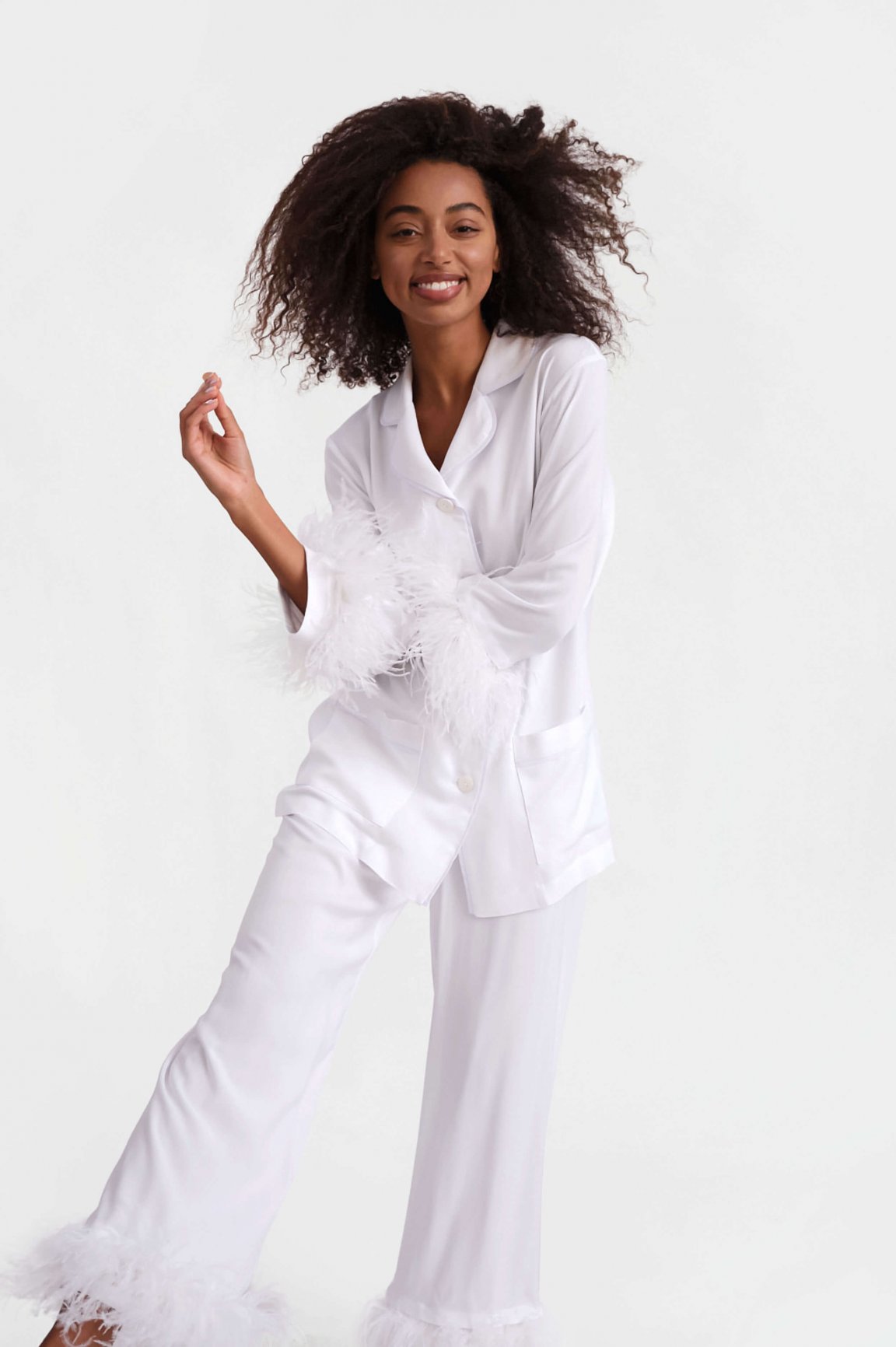 white pajama suit