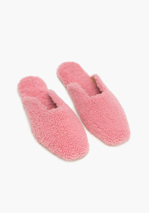 Pink Shearling Slippers