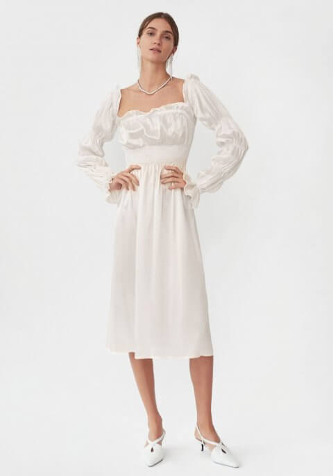 Michelin Silk Dress in White