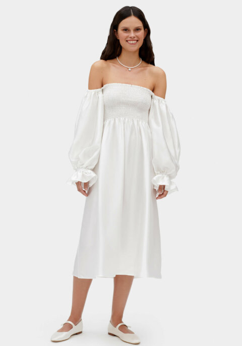 Atlanta Silk Dress in White