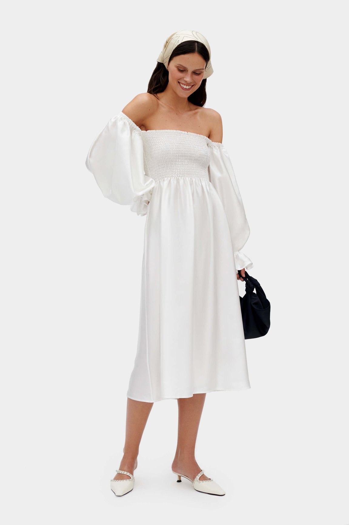 Atlanta Silk Dress in White | Sleeper