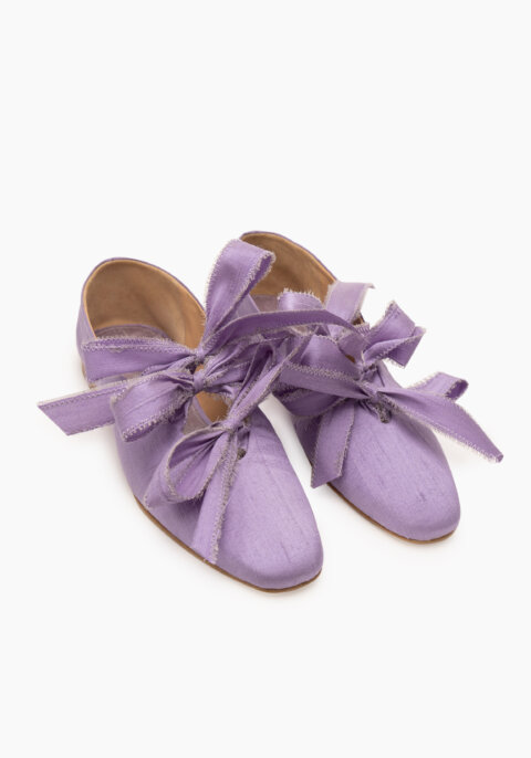 Mille-feuille Silk Flats in Lilac