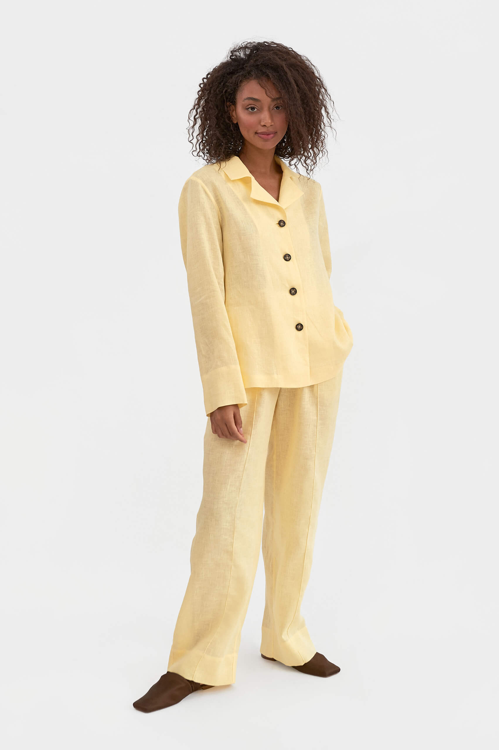 lemon trouser suit