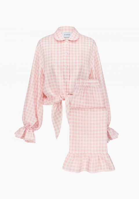 Rumba Linen Lounge Suit in Pink Vichy