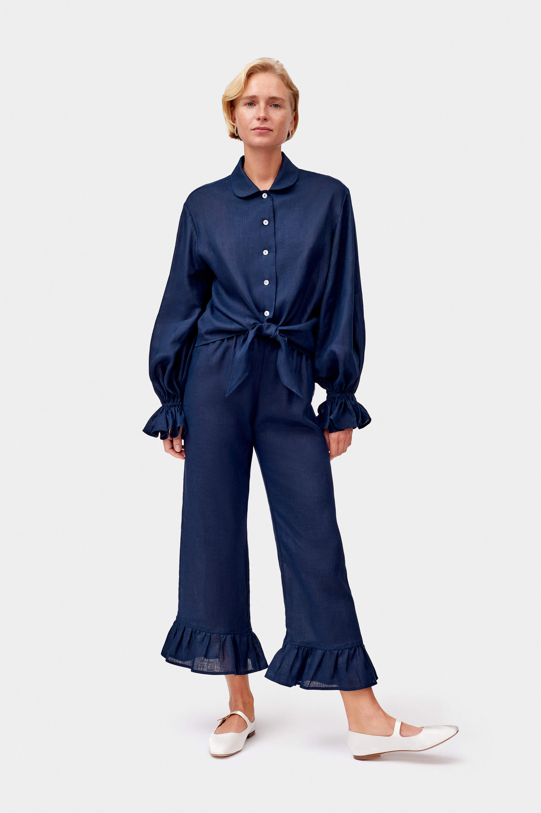 Sleeper Rumba Linen Lounge Suit in Navy