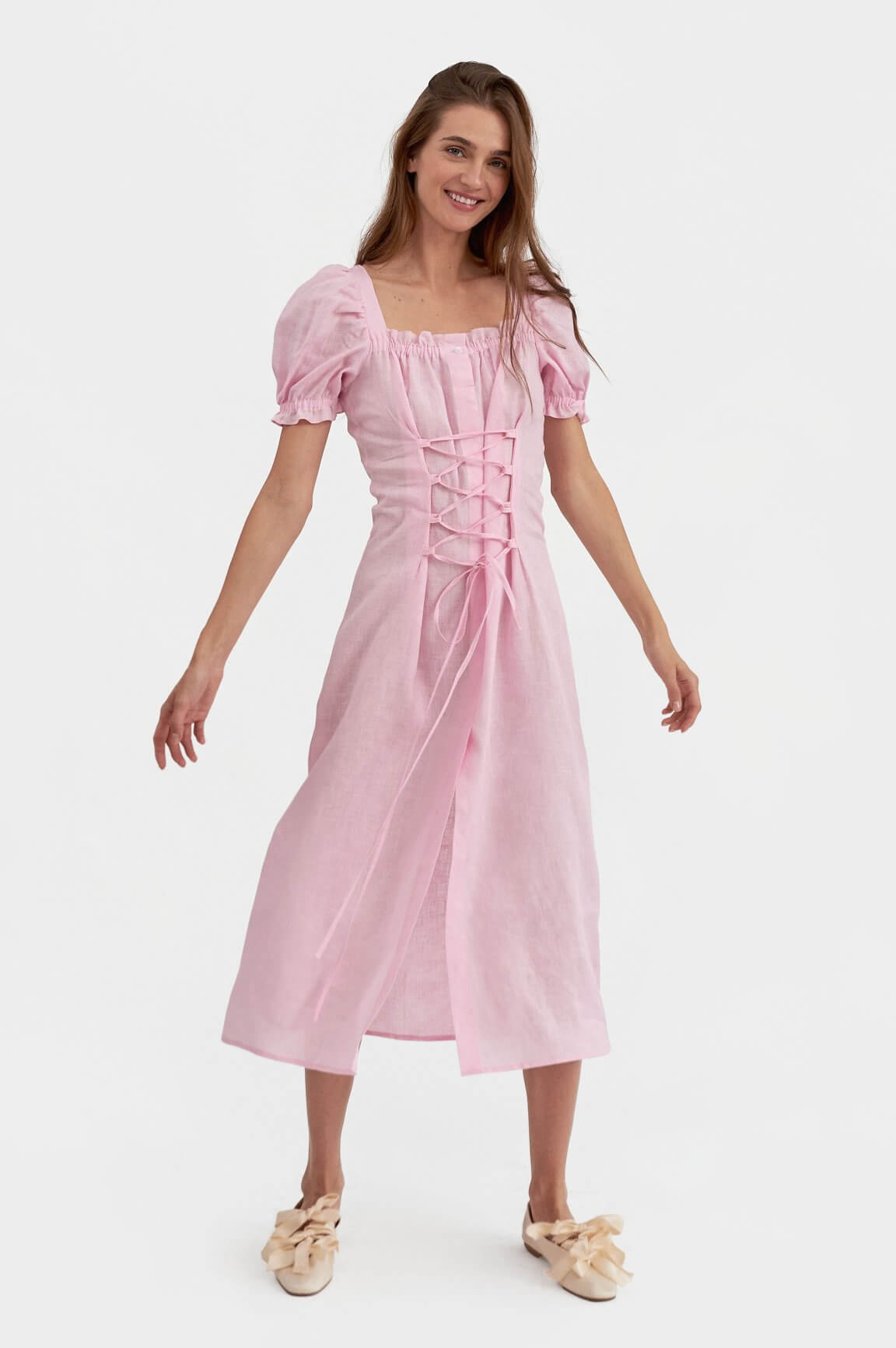 Pink linen dress | Summer linen dress 