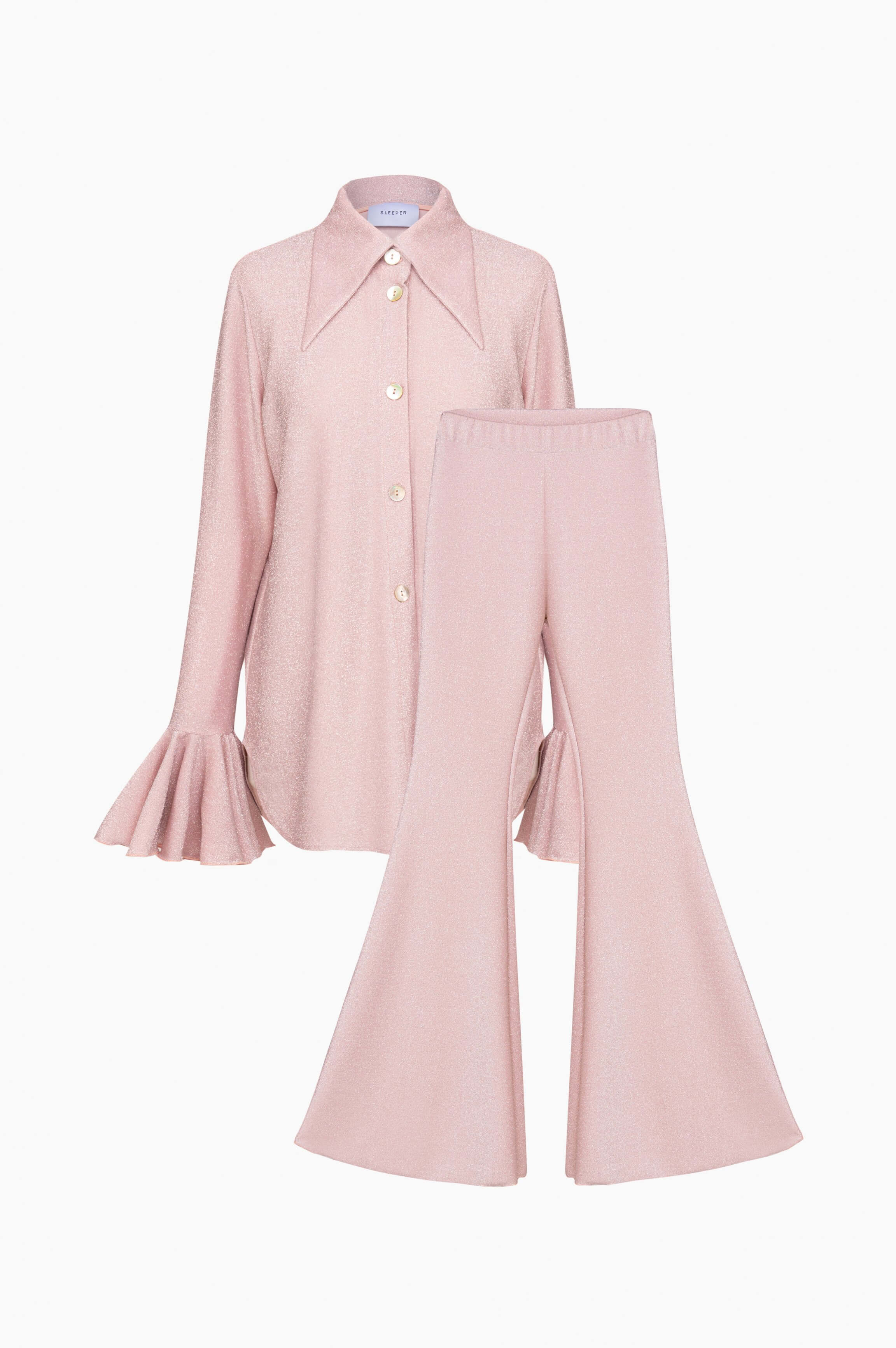 Sleeper Lurex Lounge Suit with Pants in Pink