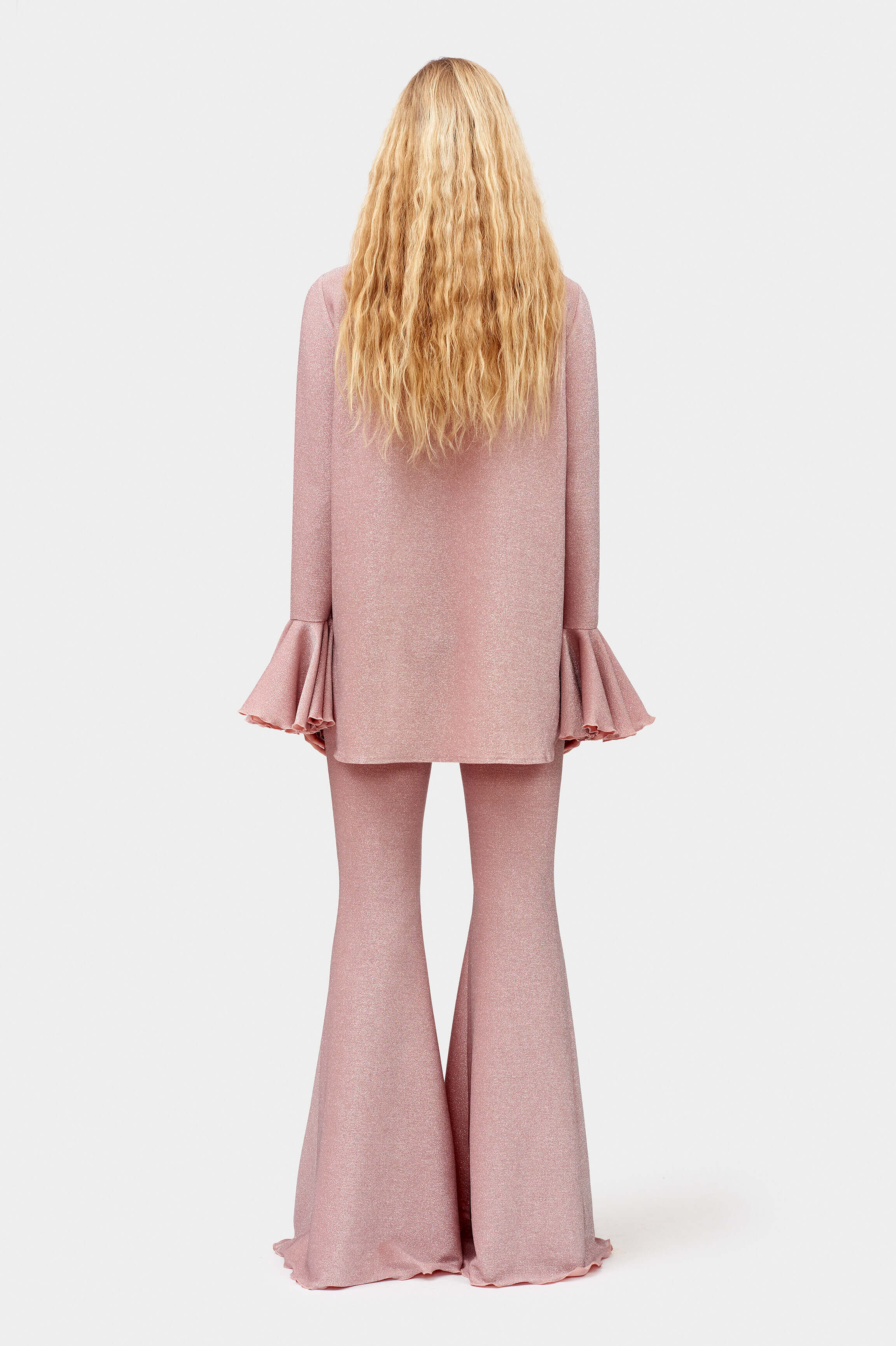 Sleeper Lurex Lounge Suit with Pants in Pink