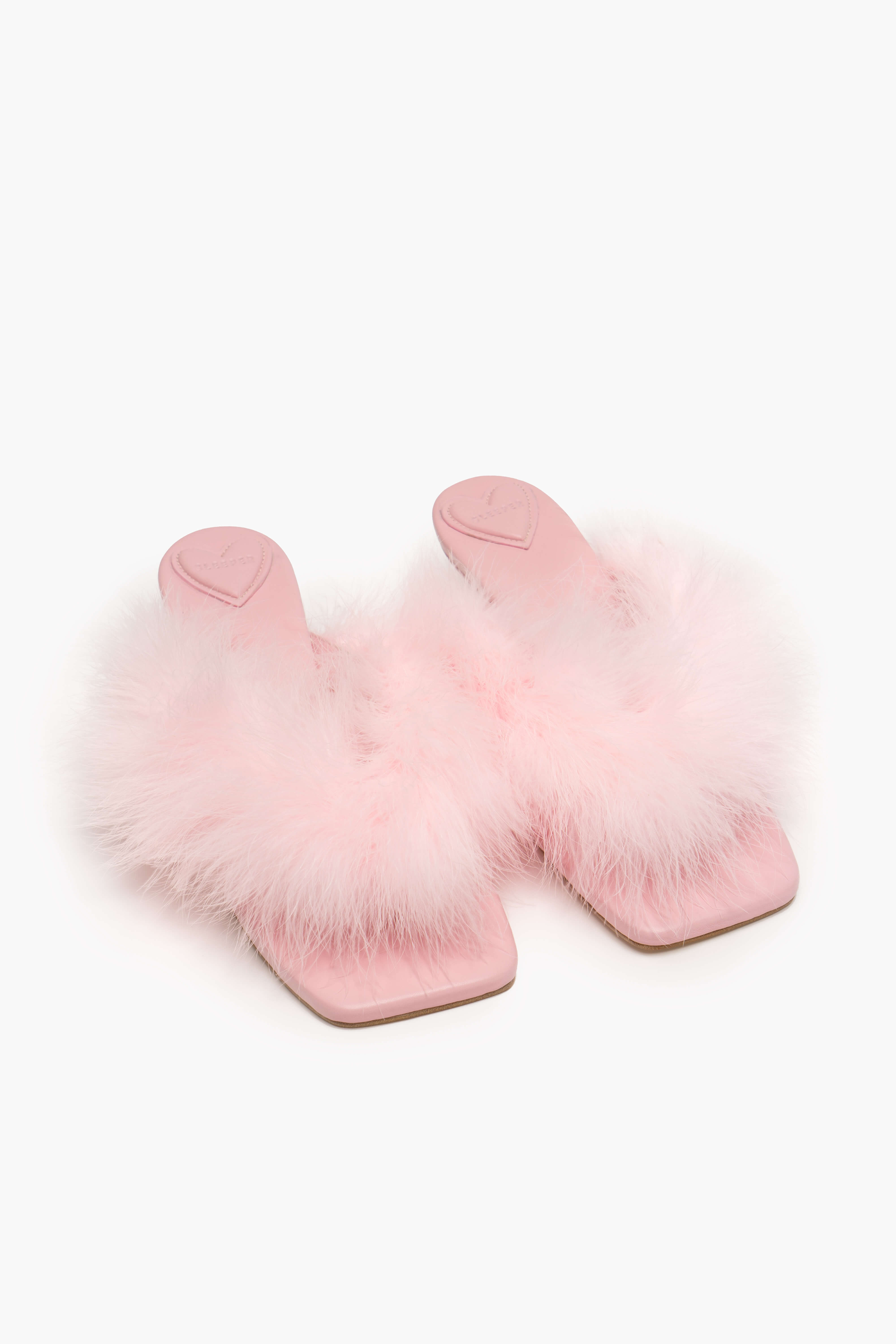 Pink kitten heel mule Mules with weightless feathers Women's mules
