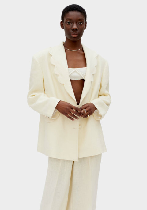 Dynasty Linen Blazer Jacket in Off-white