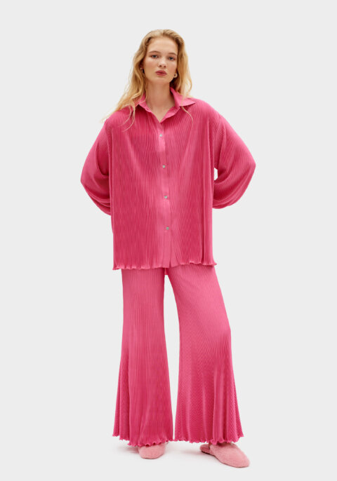 Origami Pajama Set with Pants in Hot Pink