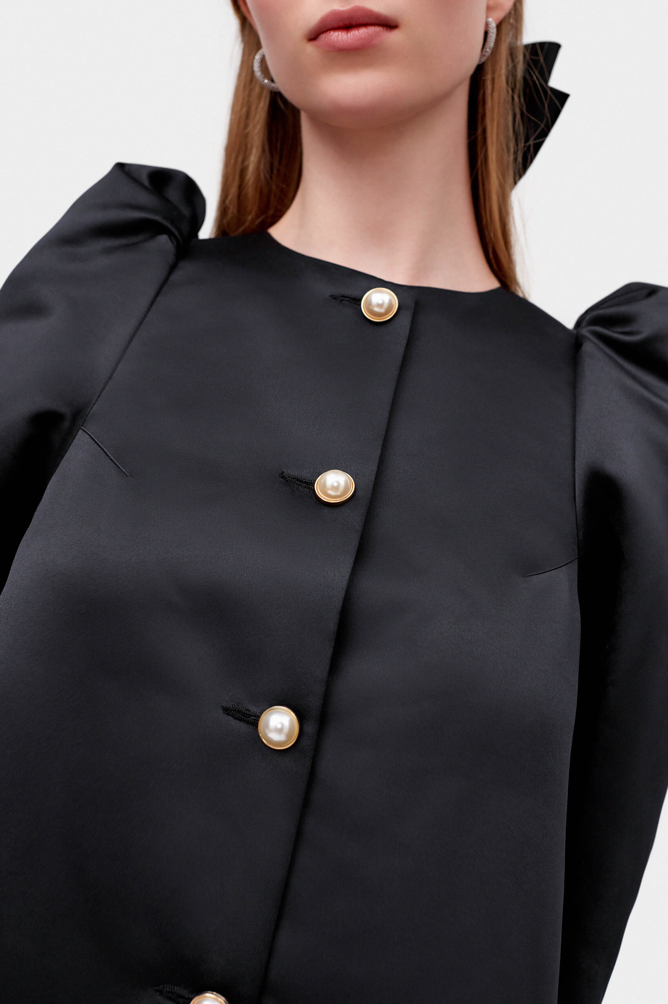 Black puff sleeve dress | Short women's dress in black