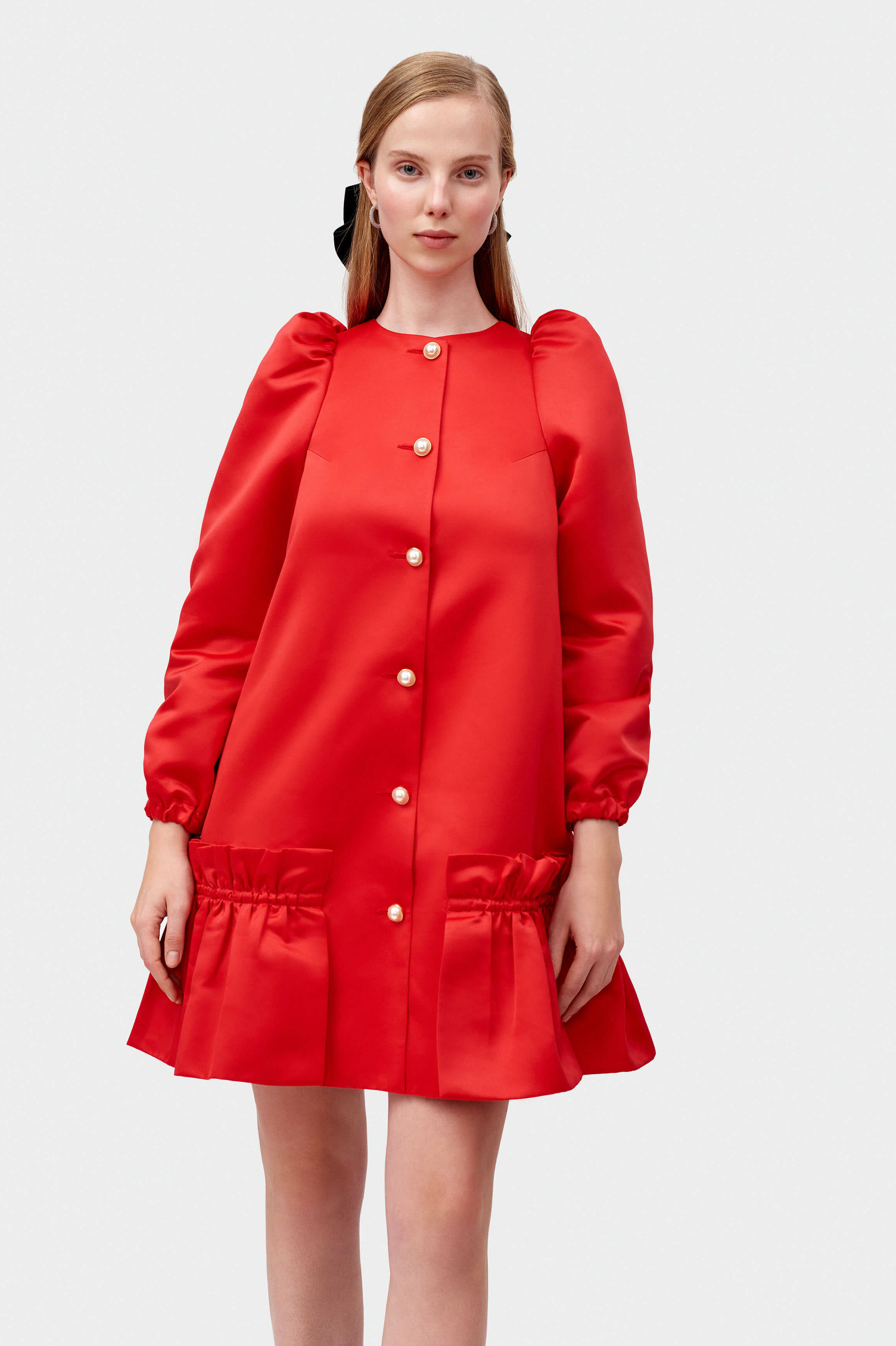 Red puff sleeve dress | Short women's dress by Sleeper