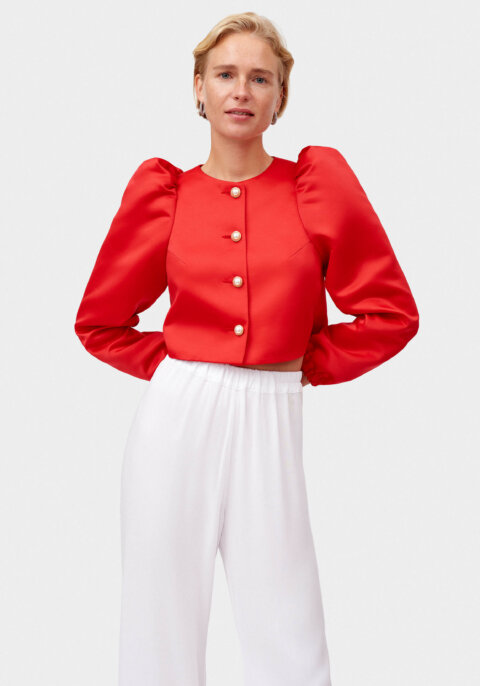 Mystery Puff Jacket in Red