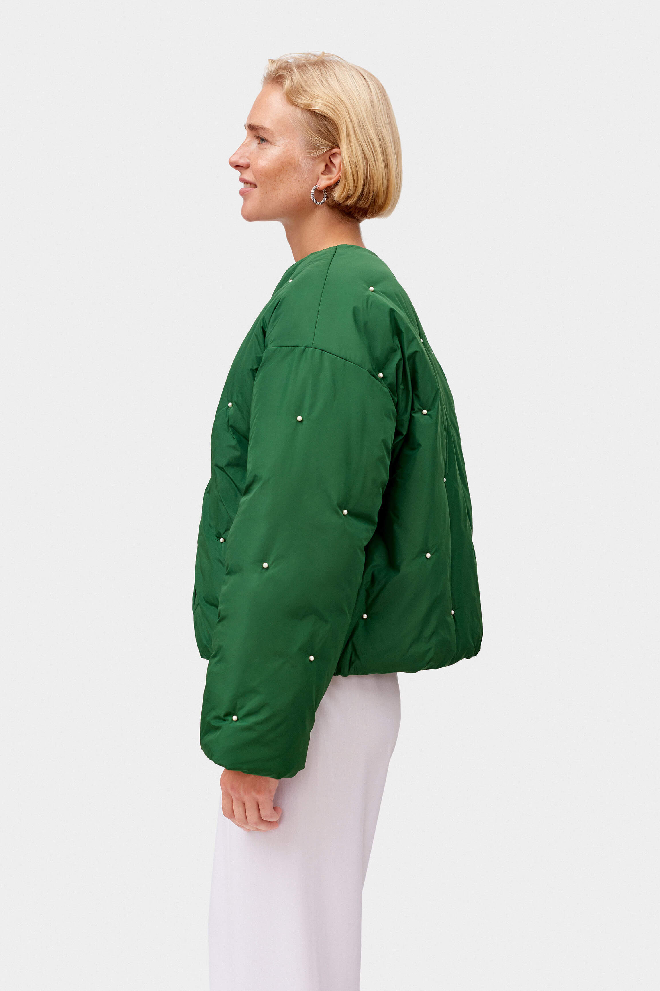 Green puffer jacket Women's cropped jacket