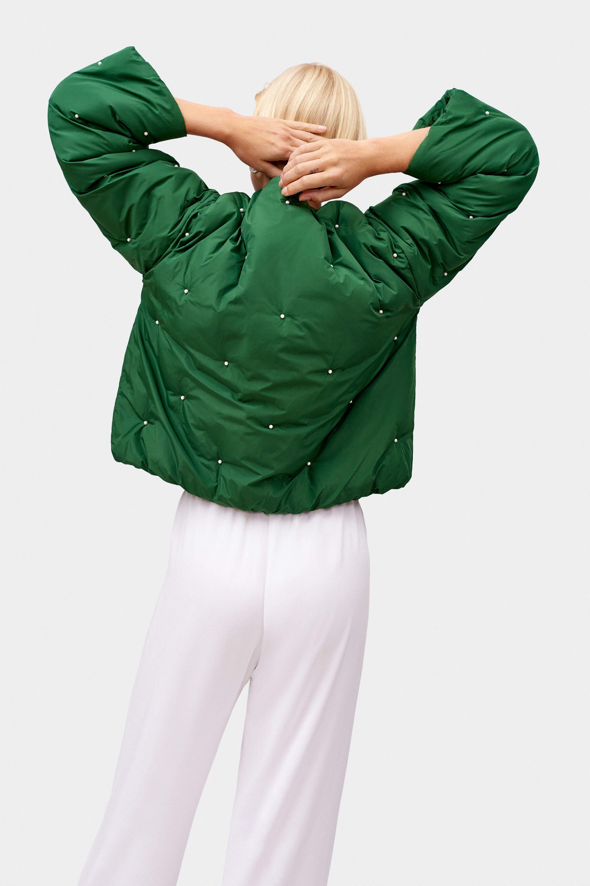 Green puffer jacket Women's cropped jacket