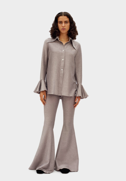 Lurex Lounge Suit with Pants in Silver