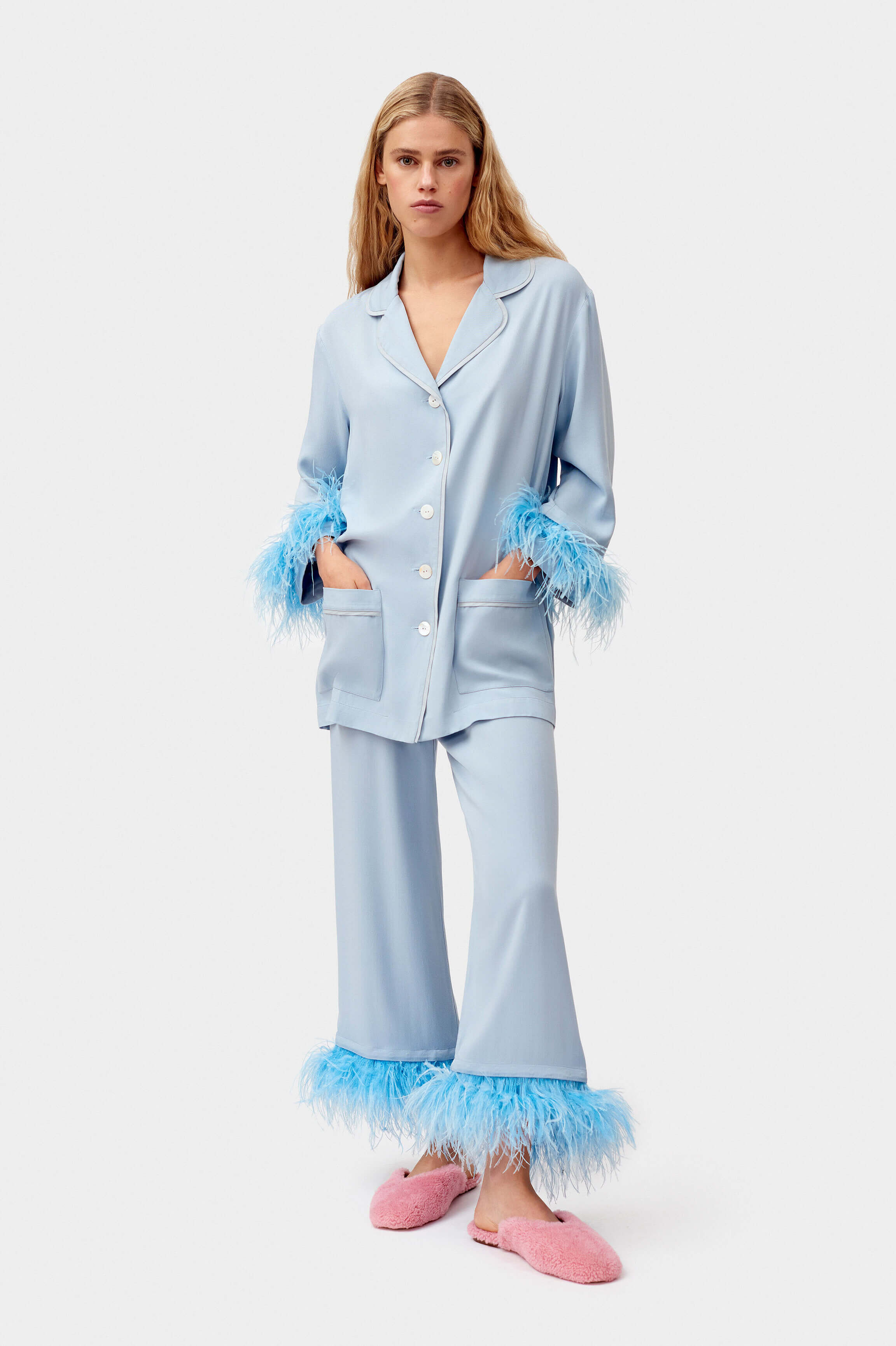 Feather pajama set Dust blue pajama set by Sleeper