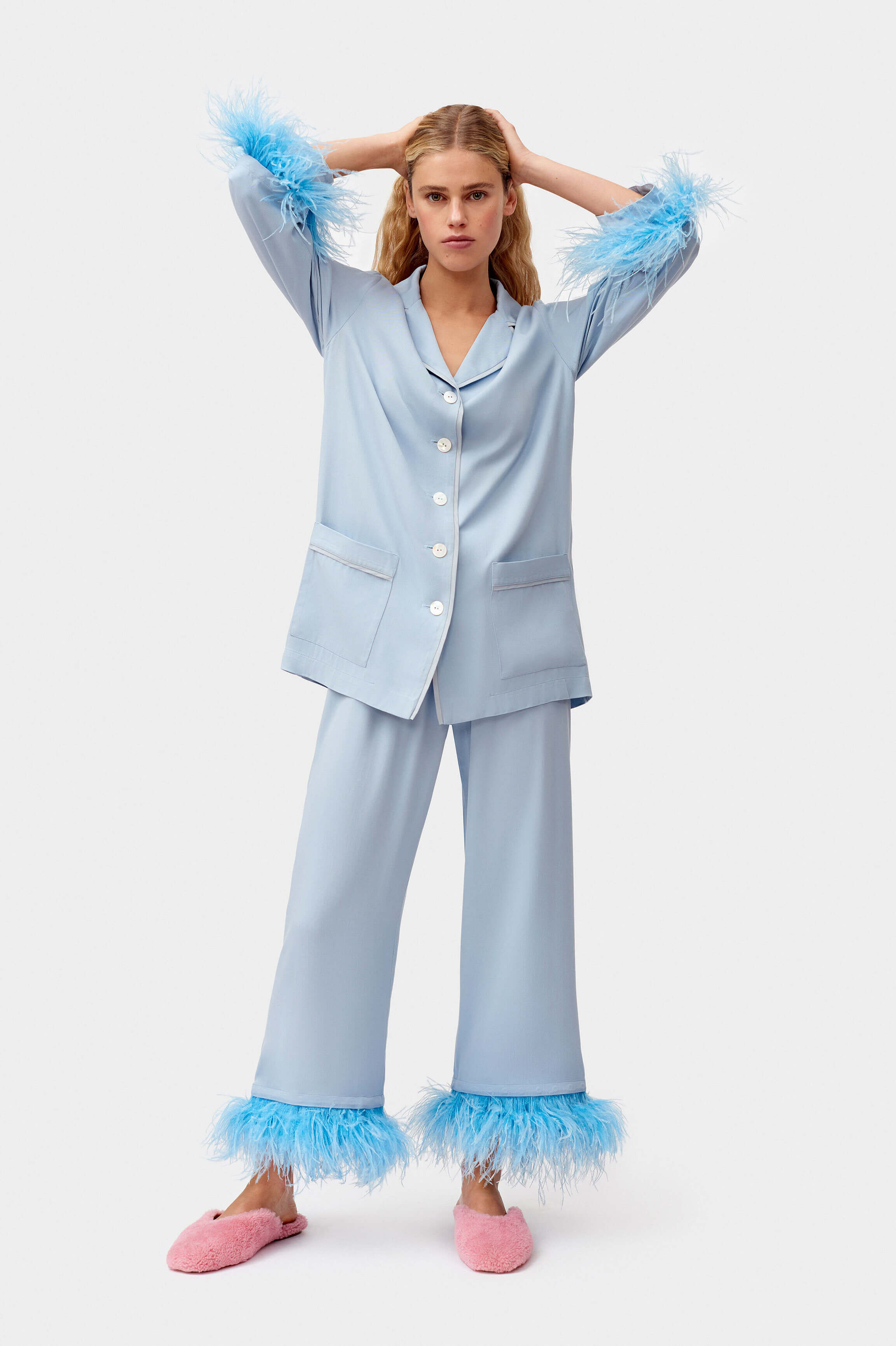 Feather pajama set Dust blue pajama set by Sleeper