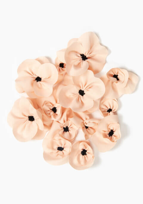 Poppy Flower Handcrafted Pin Set in Pink