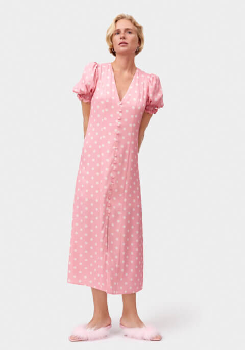 Bella Polka Dot Dress in Pink