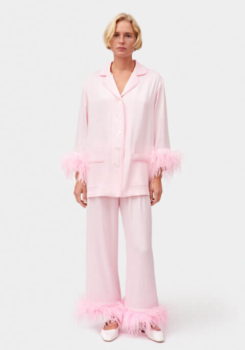 Світло Рожевий Комплект Party Pajama з Подвійним Пір’ям