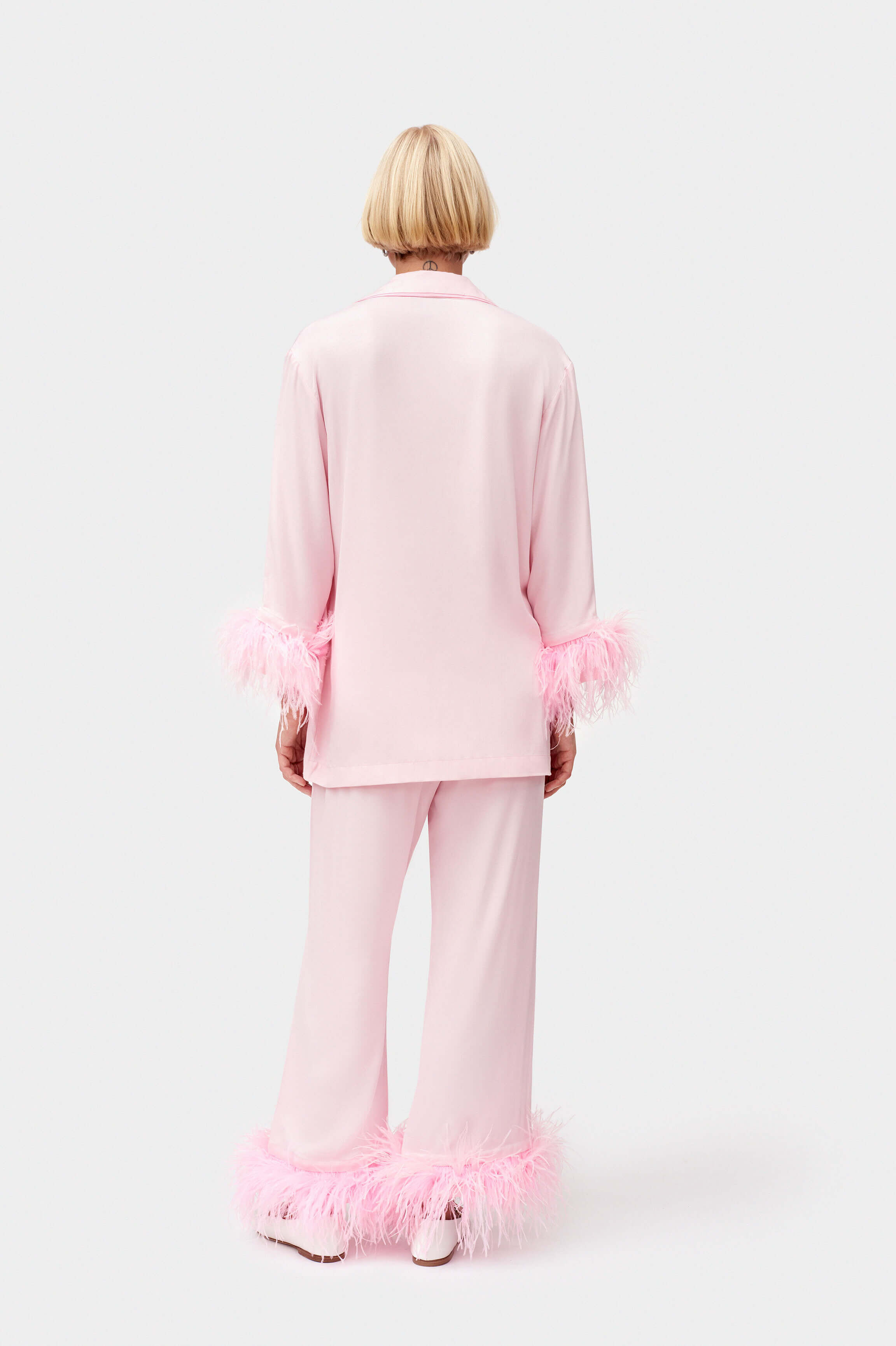 Party Pajama Set with Detachable Feathers in Light Pink