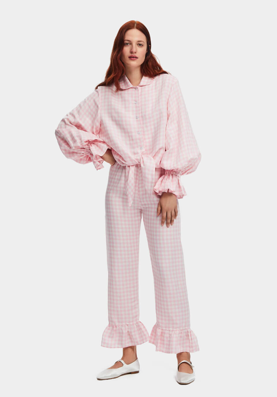 Sleeper Rumba Linen Lounge Suit in Blue Vichy