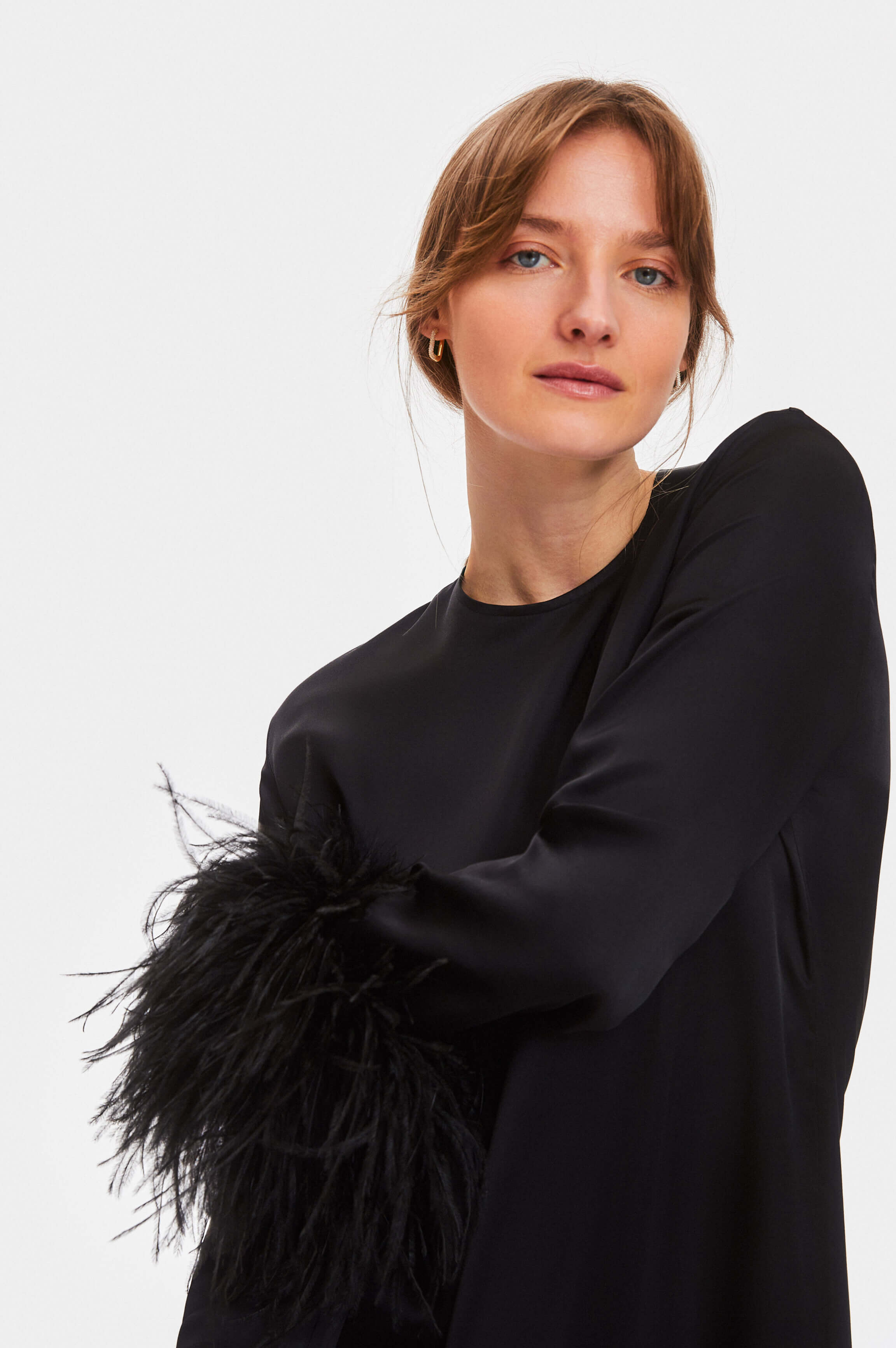 Black Suzi Maxi Dress with Detachable Feathers