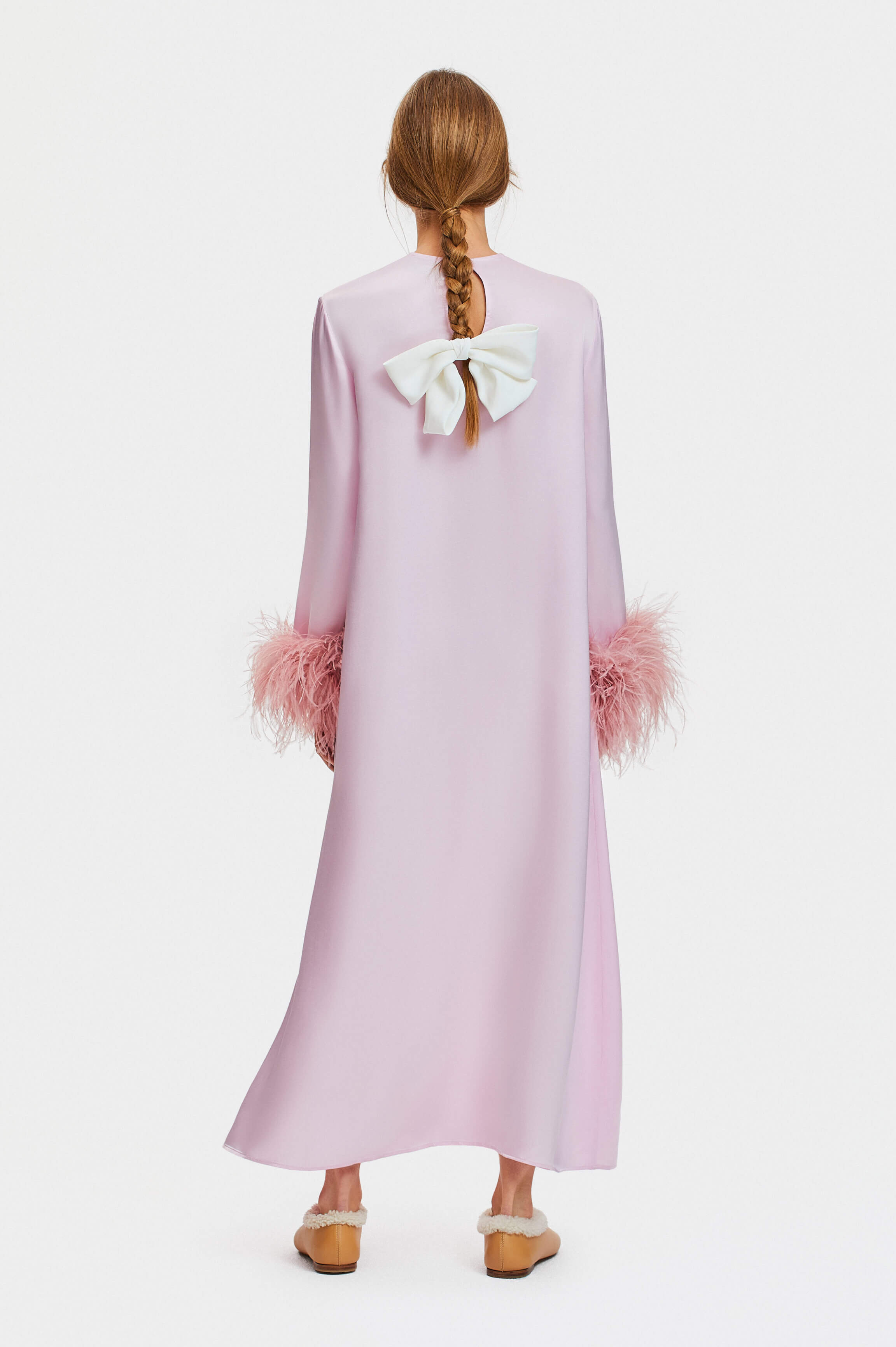 Suzi Maxi Dress with Detachable Feathers in Pink