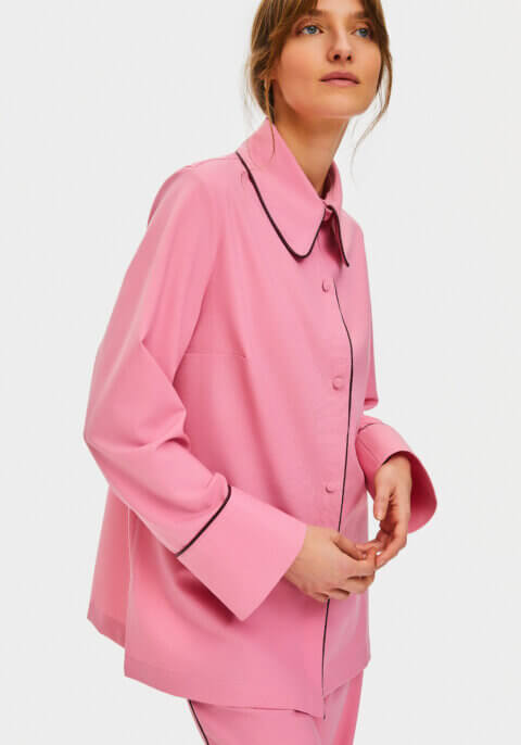 Off Duty Shirt with Piping in Pink