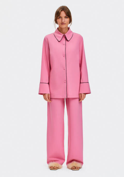 Off Duty Pants with Piping in Pink