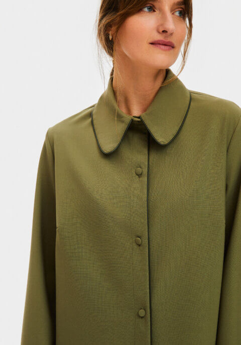 Off Duty Shirt with Piping in Green