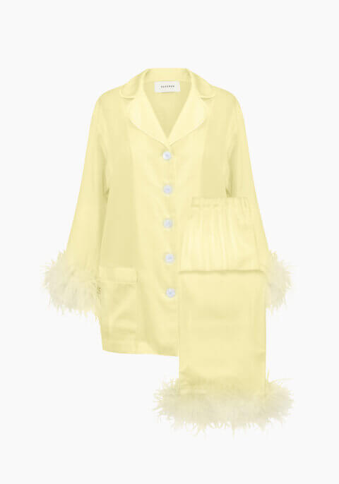 Party Pajama with Double Feathers in Lemon