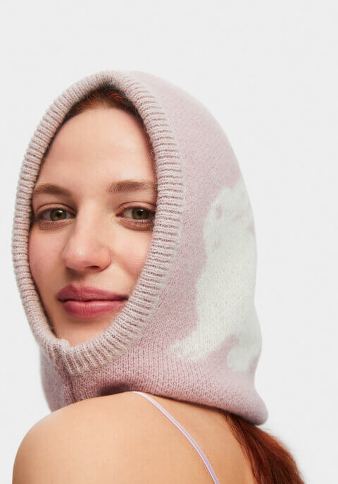 White Rabbit Wool Blend Hood in Pink