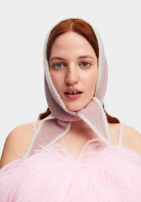 White Rabbit Wool Blend Headscarf in Pink