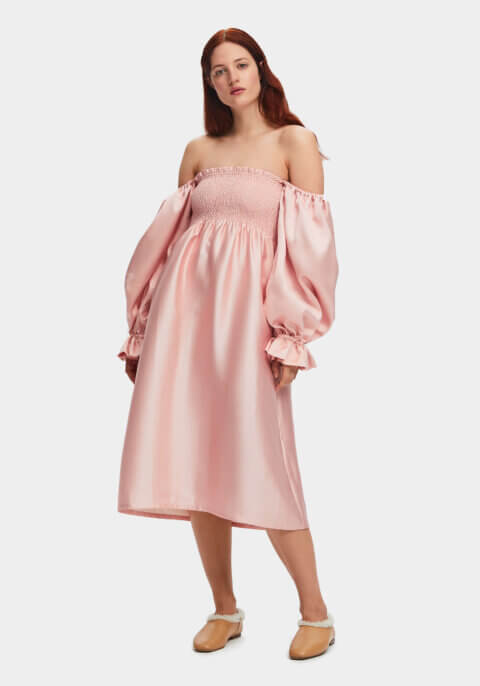 Atlanta Satin Crepe Dress in Pink